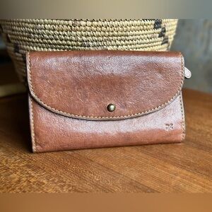 Frye Cognac Brown Leather Fold-Over Wallet